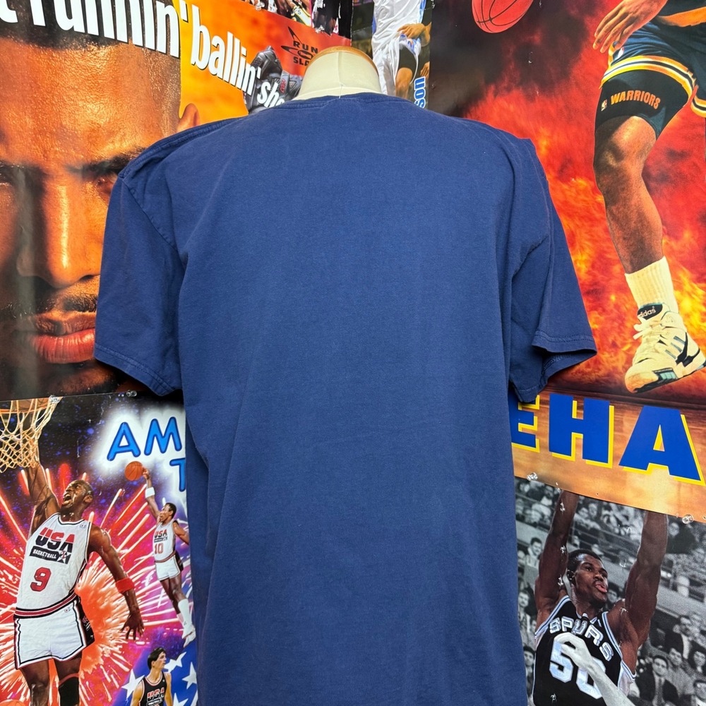 Vintage 90s Nike Embroidered Swoosh T-Shirt Navy Blue Made in USA Mens Sz 2XL - Picture 4 of 5
